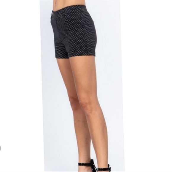 NEW JAQUARD BENGALINE POLKA-DOT SHORTS - Picture 3 of 5